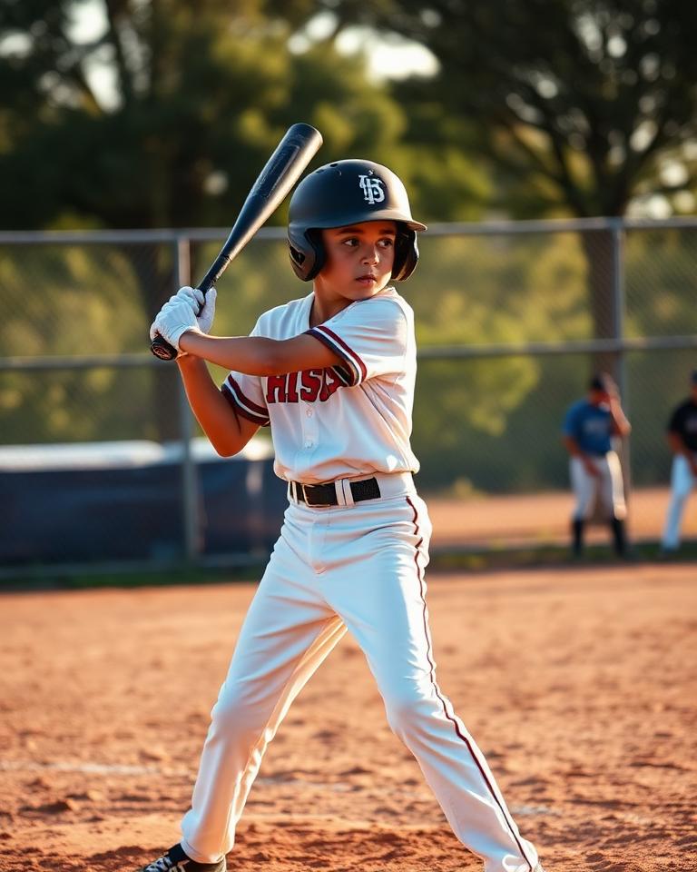 Youth baseball player in a batting stance